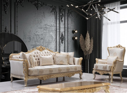 Royal Sofa Set Living room Armchair Coffee table 3+1 Table